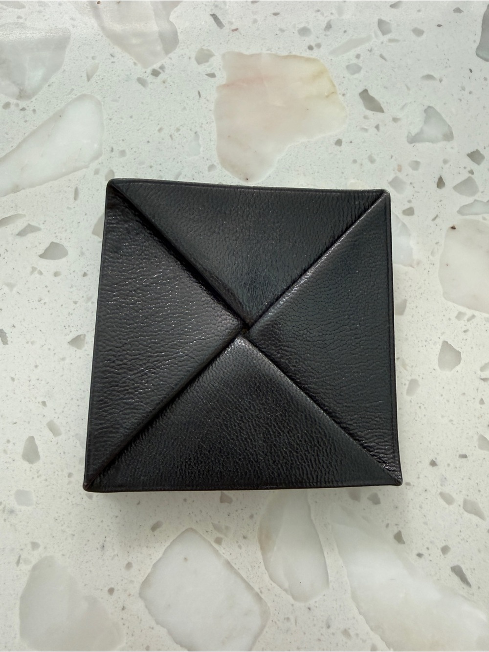 Hermes Black Zulu Pyramid-Fold Leather coin pouch